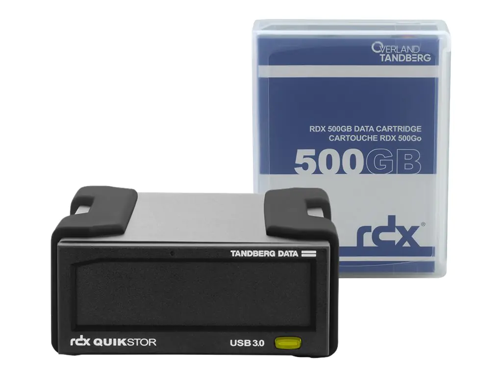Overland-Tandberg RDX QuikStor - Laufwerk - RDX Kartusche - SuperSpeed USB 3.0 - extern - Schwarz - mit 500-GB-Kassette