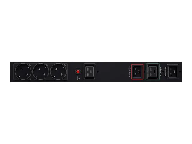 CyberPower Maintenance Bypass PDU MBP20HVDE3A - Stromverteilungseinheit (Rack - einbaufähig) - Wechselstrom 200-240 V - Eingabe, Eingang 2 x IEC 60320 C20 - Ausgangsanschlüsse: 4 (IEC 60320 C19, 3 x CEE 7/7) - 1U - Schwarz