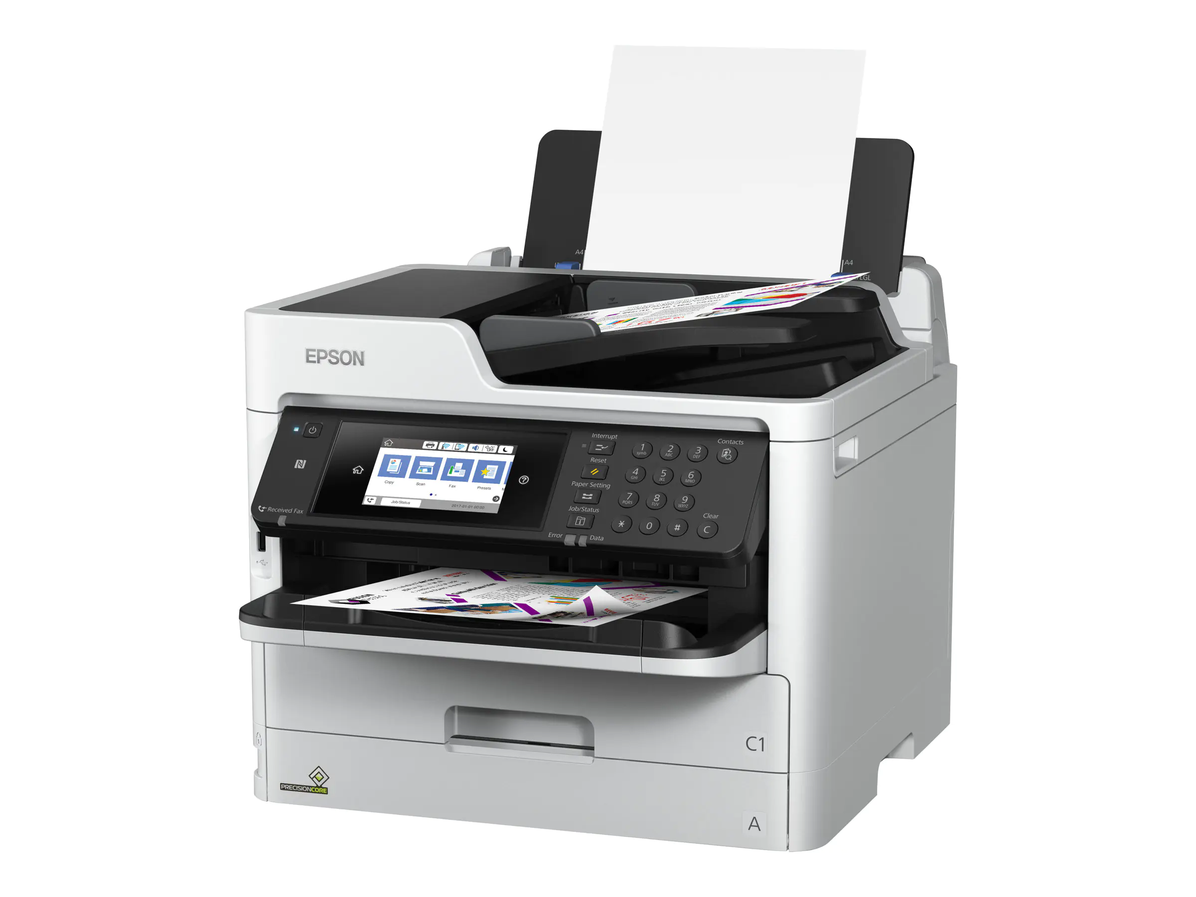 Epson WorkForce Pro WF-C5710DWF - Multifunktionsdrucker - Farbe - Tintenstrahl - A4 (210 x 297 mm) (Original) - A4/Legal (Medien) - bis zu 22 Seiten/Min. (Kopieren) - bis zu 24 Seiten/Min. (Drucken) - 330 Blatt - 33.6 Kbps - USB 2.0, Gigabit LAN, Wi-Fi(n)