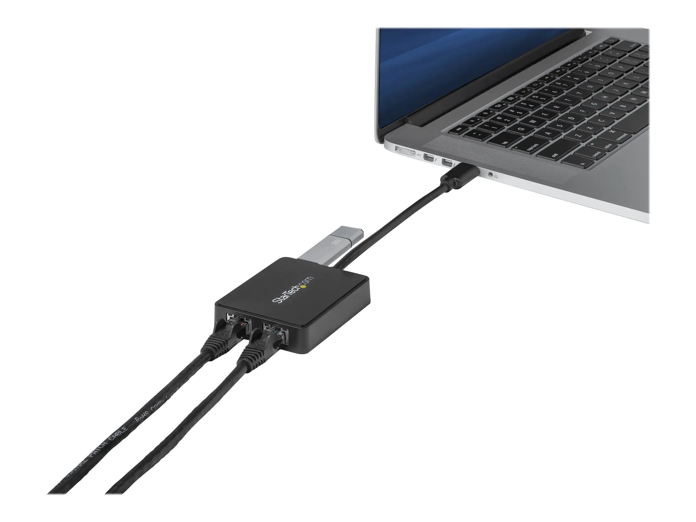 StarTech USB 3.0 SuperSpeed auf Dual Port Gigabit Ethernet LAN Adapter - 10/100/1000 NIC Netzwerkadapter mit USB-Port - Schwarz - Netzwerkadapter - USB 3.0 - 1GbE - 1000Base-T - 2 Anschlüsse - Schwarz