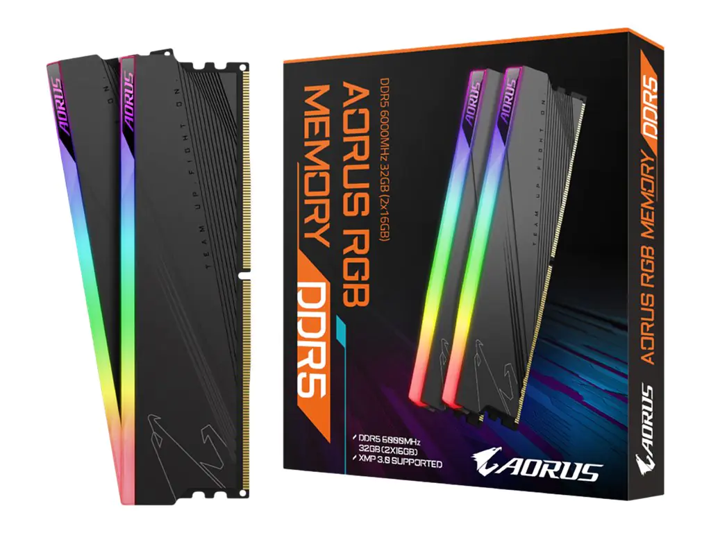 AORUS RGB - DDR5 - Kit - 32 GB: 2 x 16 GB - DIMM 288-PIN - 6000 MHz / PC5-48000 - 1.35 V - on-die ECC - AORUS Gray