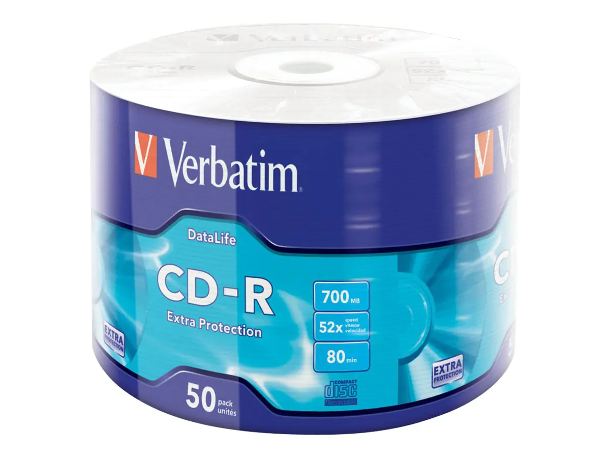 Verbatim DataLife Extra Protection - 50 x CD-R - 700 MB (80 Min) 52x - weiß - Spindel