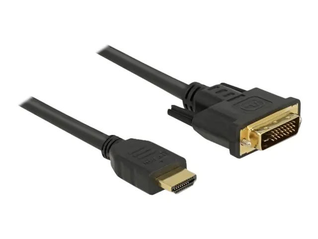 Delock - Adapterkabel - DVI-D männlich zu HDMI männlich - 5 m - Dreifachisolierung - Schwarz - Daumenschrauben