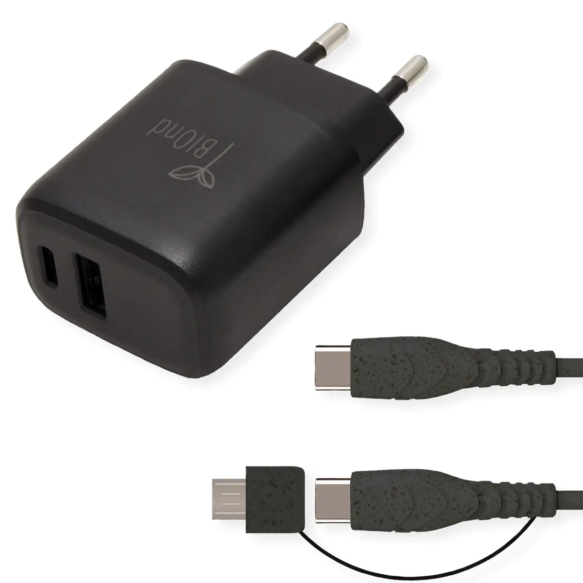 BIOnd Netzteil - mit Kabel USB-C auf USB-C / Micro-USB - 20 Watt - 3 A - PD, Quick Charge 3.0 - BIOnd Netzteil - mit Kabel USB-C auf USB-C / Micro-USB - 20 Watt - 3 A - PD, Quick Charge 3.0 -