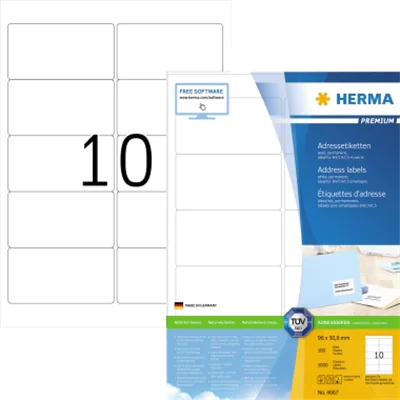 HERMA Adressetikett Premium 4667 96x50,8mm weiß 1.000 St./Pack. HERMA Adressetikett Premium 4667 96x50,8mm weiß 1.000 St./Pack.