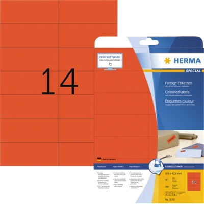HERMA Etikett SPECIAL 5059 105x42,3mm rot 280 St./Pack. HERMA Etikett SPECIAL 5059 105x42,3mm rot 280 St./Pack.