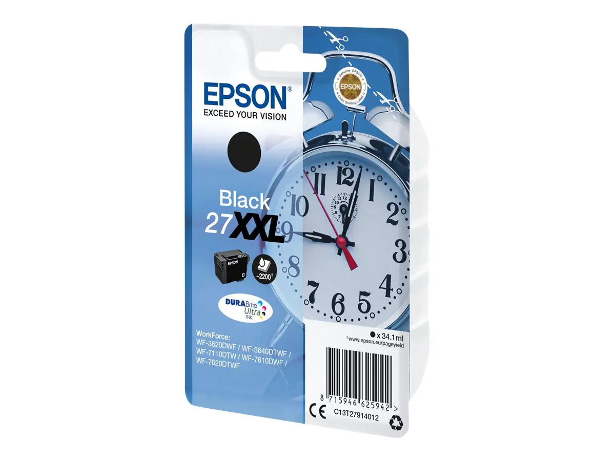 Epson Tinte C13T27914022 27XXL Schwarz 2.200 Seiten 34,1 ml extra hohe Kapazität 1 Stück