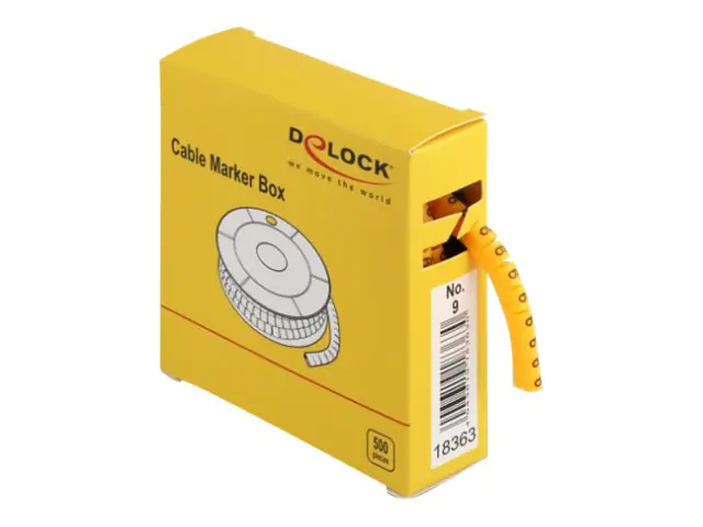 Delock Cable Marker Box, No. 9 - Leitungs- / Kabel-Marker (vorgedruckt) - Gelb (Packung mit 500)