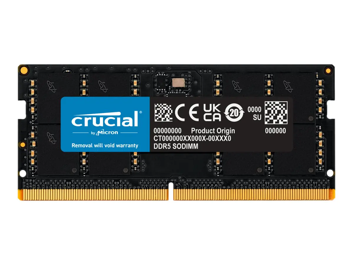 Crucial - DDR5 - Modul - 32 GB - SO DIMM 262-PIN - 4800 MHz / PC5-38400 - CL40 - 1.1 V - ungepuffert - non-ECC Crucial - DDR5 - Modul - 32 GB - SO DIMM 262-PIN - 4800 MHz / PC5-38400 - CL40 - 1.1 V - ungepuffert - non-ECC