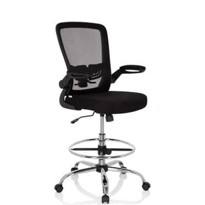 hjh OFFICE Arbeitsdrehstuhl VENDO WORK 54-72cm Wippmechanik Rolle universell (für Hart- und Teppichböden) Stahl, verchromt schwarz
