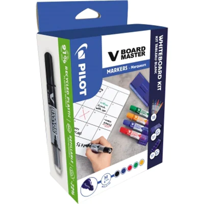 PILOT Starterset Whiteboard V-Board Master Kit 5 Boardmarker (rot, blau, grün, schwarz, orange), 1 magnetischer Penholder, 1 Tafelwischer PILOT Starterset Whiteboard V-Board Master Kit 5 Boardmarker (rot, blau, grün, schwarz, orange), 1 magnetischer Penholder, 1 Tafelwischer