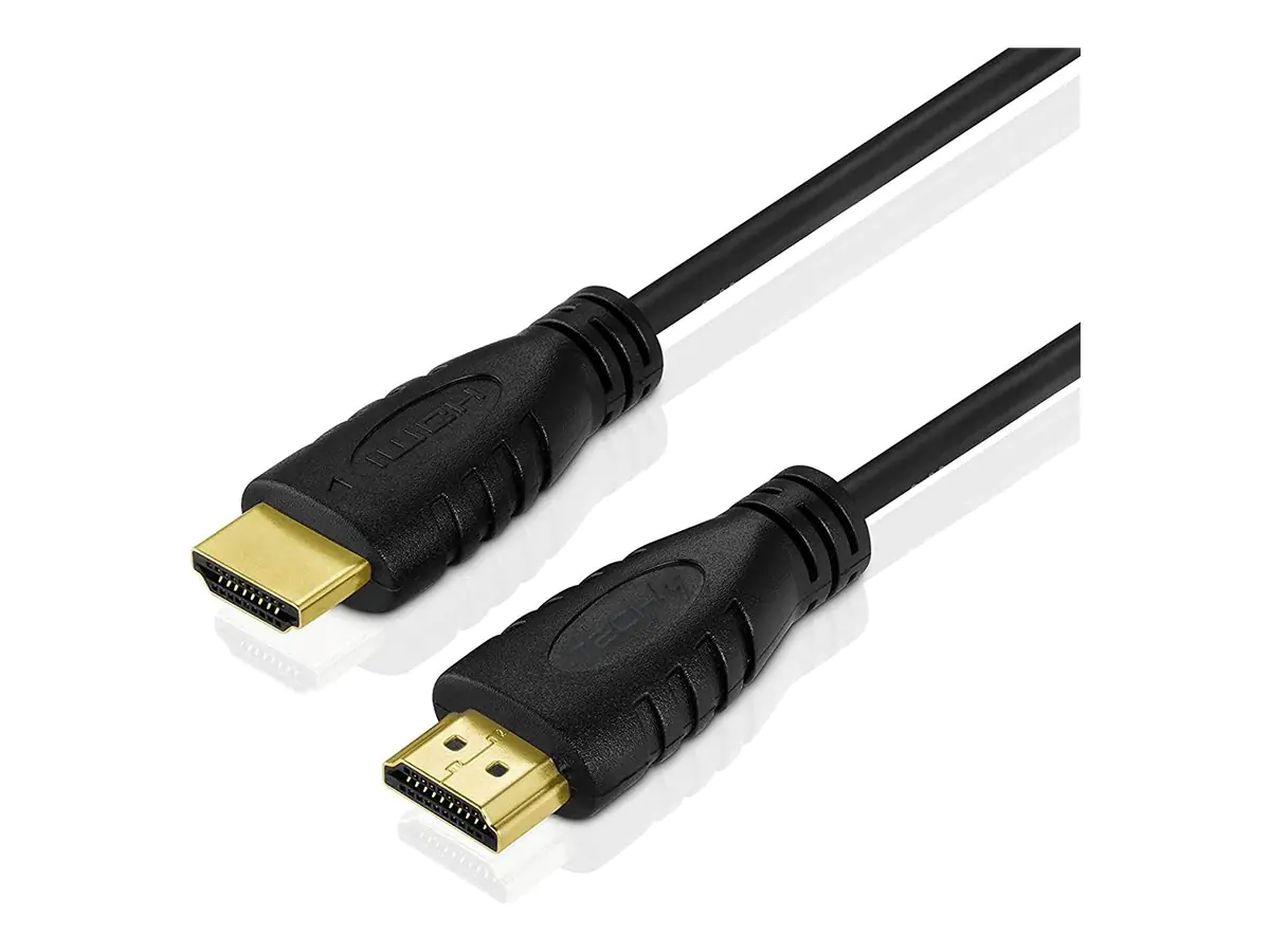 TECHly - Highspeed - HDMI-Kabel mit Ethernet - HDMI männlich zu HDMI männlich - 9 m - Dreifachisolierung - Schwarz - geformt