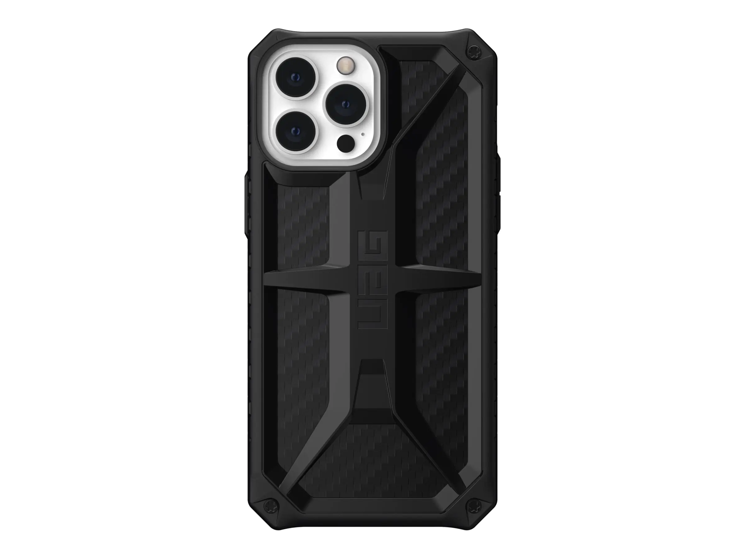 UAG Rugged Case for iPhone 13 Pro Max 5G [6.7-inch] - Monarch Carbon Fiber - Hintere Abdeckung für Mobiltelefon - widerstandsfähig - Polycarbonat, Gummi, Kohlefaser, Legierungsmetall - Kohlefaser - 6.7" - für Apple iPhone 13 Pro Max