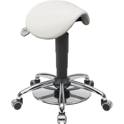 meychair Sitzhocker Assistant Basic Sattel Farbe der Sitzfläche: weiß Farbe des Fußkreuzes: chrom