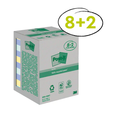 Post-it Haftnotiz Recycling Notes 654RCP10 76x76mm sort. 10 St./Pack. Post-it Haftnotiz Recycling Notes 654RCP10 76x76mm sort. 10 St./Pack.