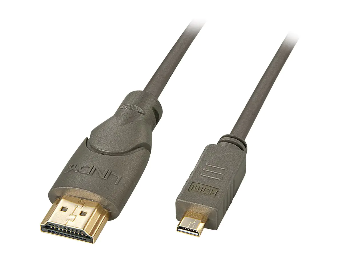 Lindy - HDMI-Adapter - 19 pin micro HDMI Type D männlich zu HDMI männlich - 2 m - Schwarz