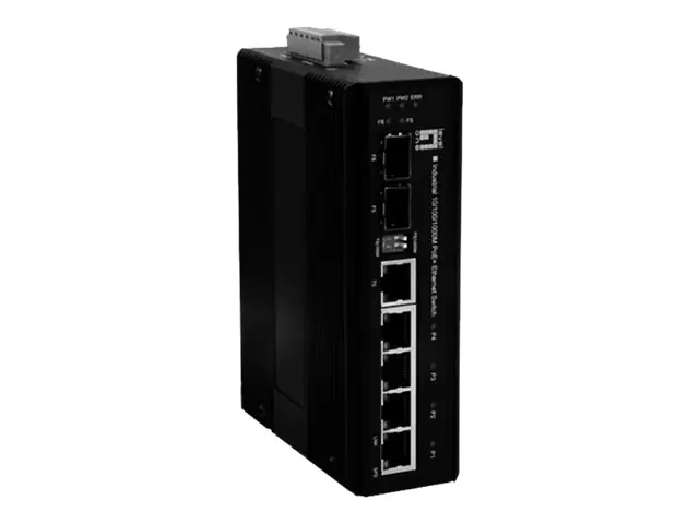 LevelOne IES-0620 - Switch - 4 x 10/100/1000 (PoE+) x Combo Gigabit Ethernet/Gigabit SFP x Fast Ethernet/Gigabit SFP - an DIN-Schiene montierbar - PoE+ (126 W) - Gleichstrom