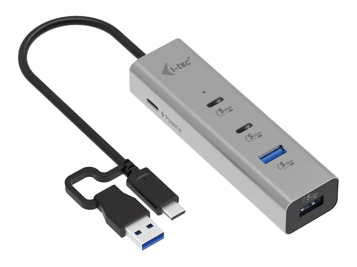 i-tec Hub - universal charging, metal - 2 x USB-C 3.2 Gen 1 + 2 x USB 3.2 Gen 1 + 1 x USB-C (Spannun