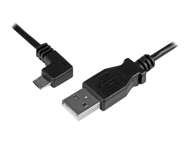 StarTech Micro USB Lade/Sync-Kabel - St/St - Micro USB linksgewinkelt - 1m - USB auf Micro USB Ladekabel - USB-Kabel - Micro-USB Typ B (M) zu USB (M) - USB 2.0 - 1 m - links-gewinkelter Stecker - Schwarz - für P/N: USB2PCARBK, USB2PCARBKS, USBEXTAA10BK, U