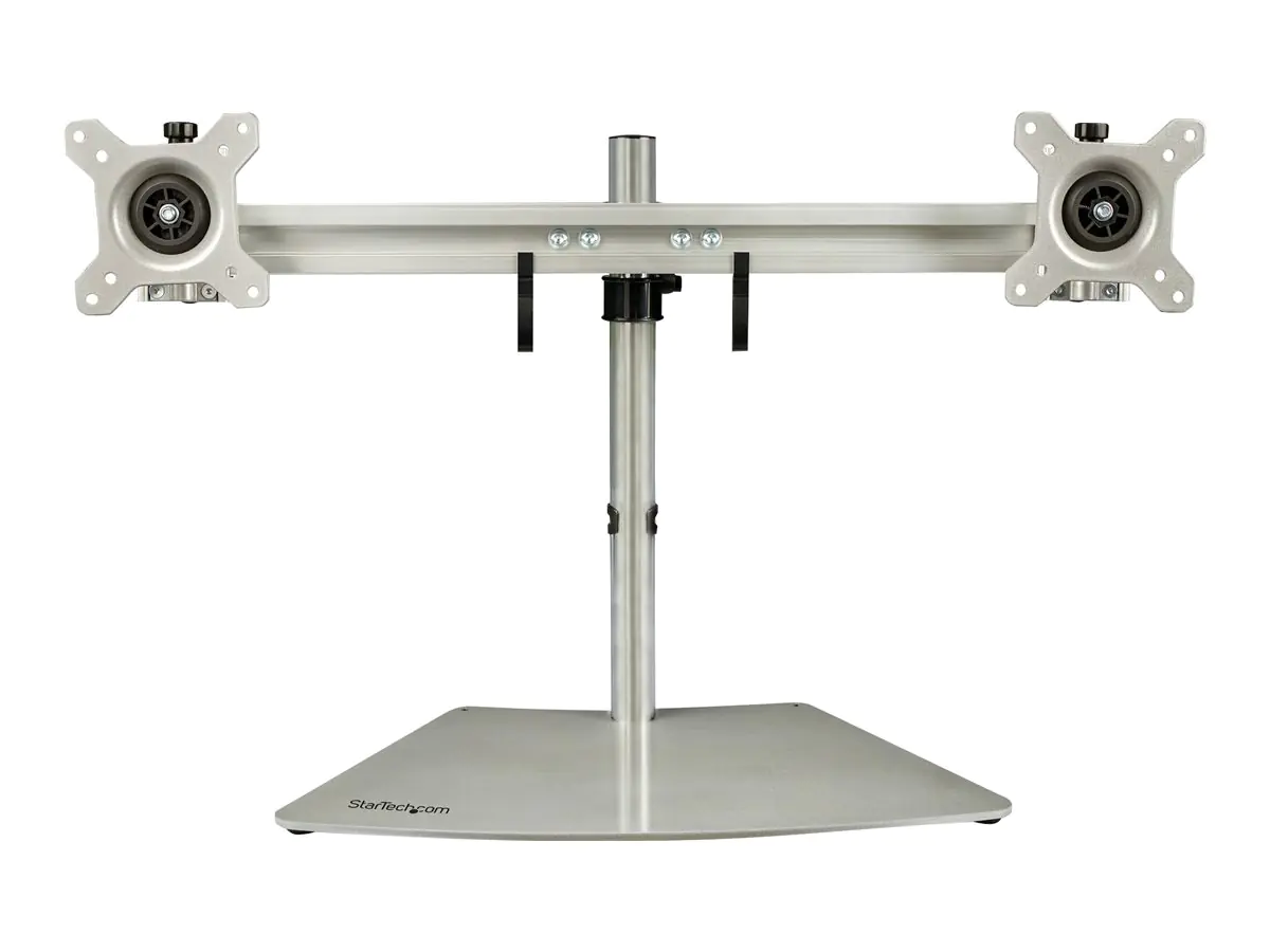 StarTech Doppelmonitorhalterung - Ergonomische, freistehende Doppelmonitor-Tischhalterung für zwei 24" Bildschirme(je 8kg) mit VESA-Montage - Synchronisierte Höhenverstellung - Silber (ARMDUOSS) - Aufstellung - für 2 Monitore - Kunststoff, Aluminium, Stah