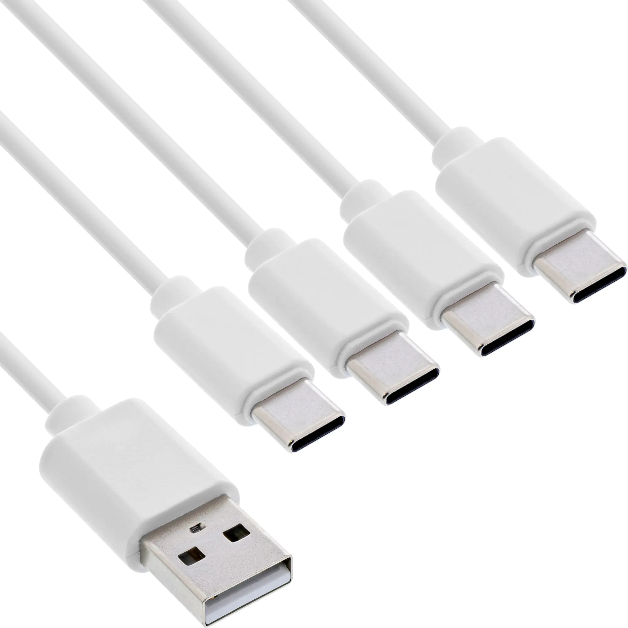 InLine USB 4in1 Y-Ladekabel - 1x USB-A Stecker an 4x USB-C Stecker - weiß - 2m