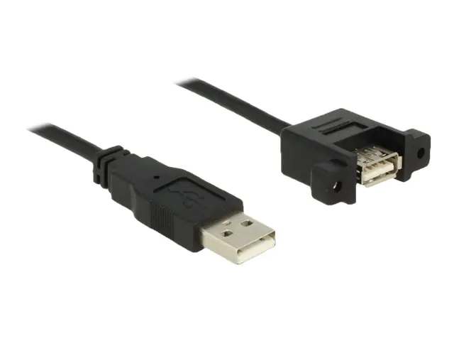 Delock - USB-Verlängerungskabel - USB (M) zu USB (W) Paneel montierbar - USB 2.0 - 25 cm - Schwarz