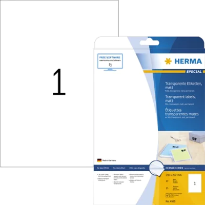 HERMA Etikett 4585 A4 210x297mm tr 10 St./Pack. HERMA Etikett 4585 A4 210x297mm tr 10 St./Pack.