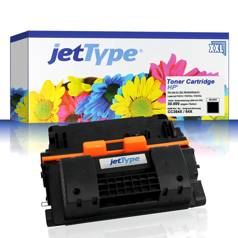 jetType Toner kompatibel zu HP CC364X 64X schwarz 24.000 Seiten Große Füllmenge 1 Stück jetType Toner kompatibel zu HP CC364X 64X schwarz 24.000 Seiten Große Füllmenge 1 Stück