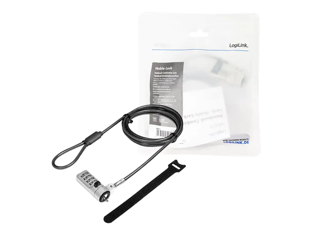 LogiLink Noble Lock - Sicherheitskabelschloss - Dark Smoke - 2 m