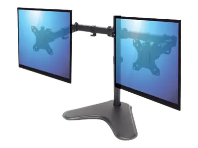 IC Intracom Manhattan TV & Monitor Mount, Desk, Double-Link Arms, 2 screens, Screen Sizes: 10-27", Black, Stand Assembly, Dual Screen, VESA 75x75 to 100x100mm, Max 8kg (each) 461559