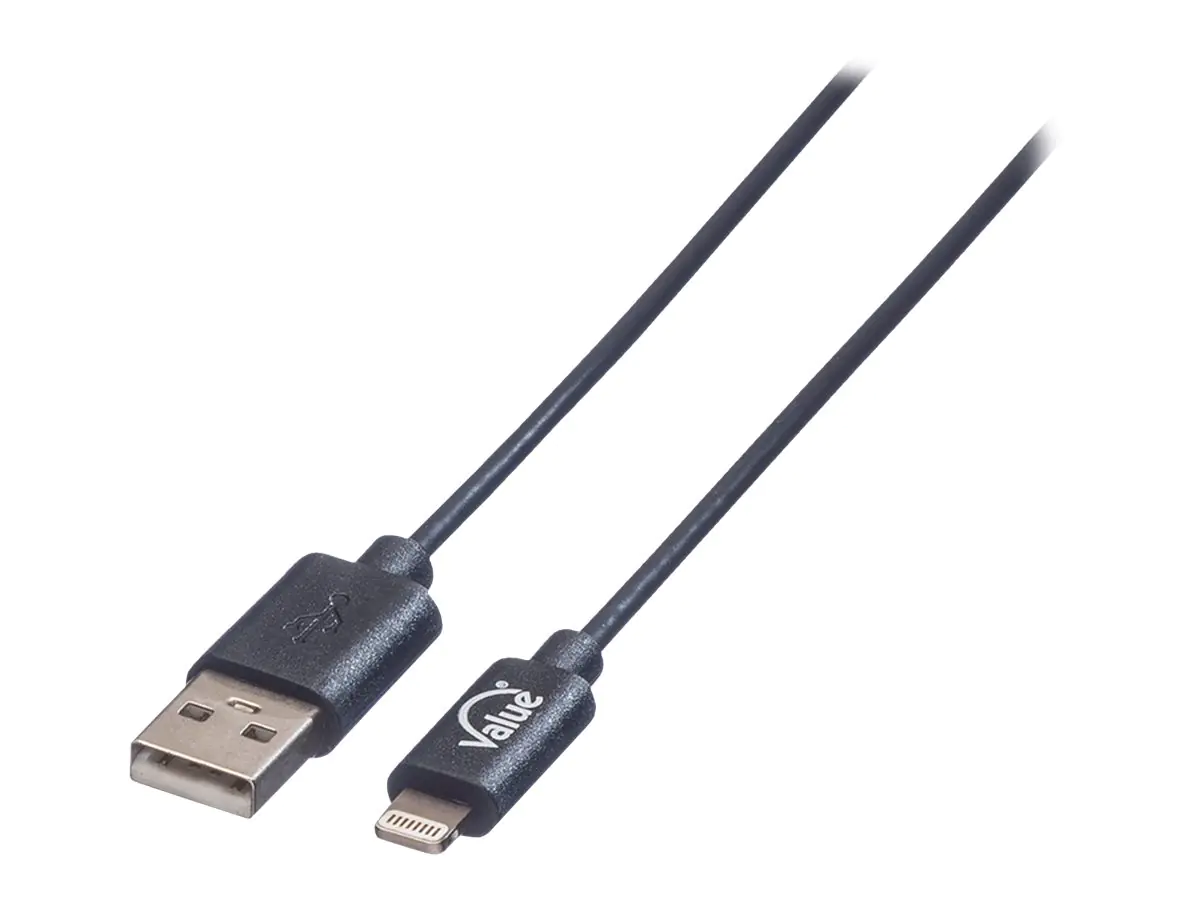 VALUE - Lightning-Kabel - Lightning männlich zu USB männlich - 1.8 m - abgeschirmt - Schwarz