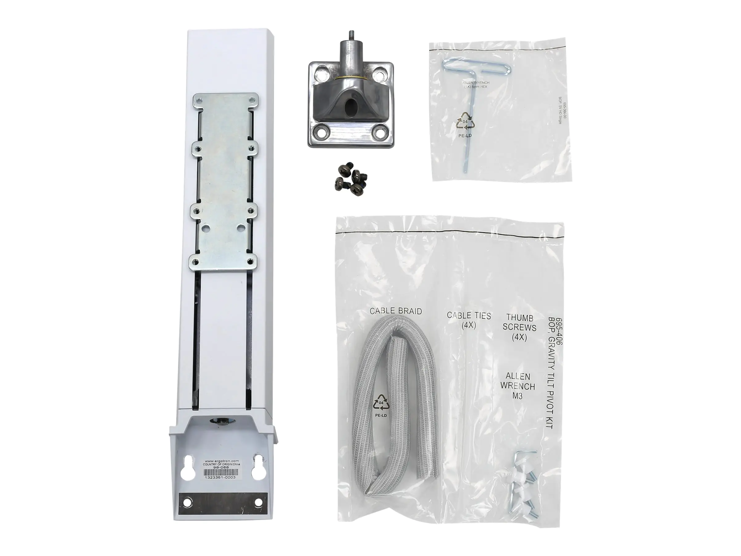 Ergotron SV HD Monitor Kit - Montagekomponente (Hebemechanismus) für All-In-One - medizinisch - weiß - Bildschirmgröße: bis zu 68,6 cm (bis zu 27 Zoll) - am Wagen montierbar