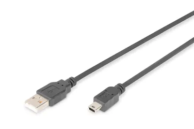 ASSMANN - USB-Kabel - USB (M) zu Mini-USB, Typ B (M) - USB 2.0 - 3 m - geformt - Schwarz
