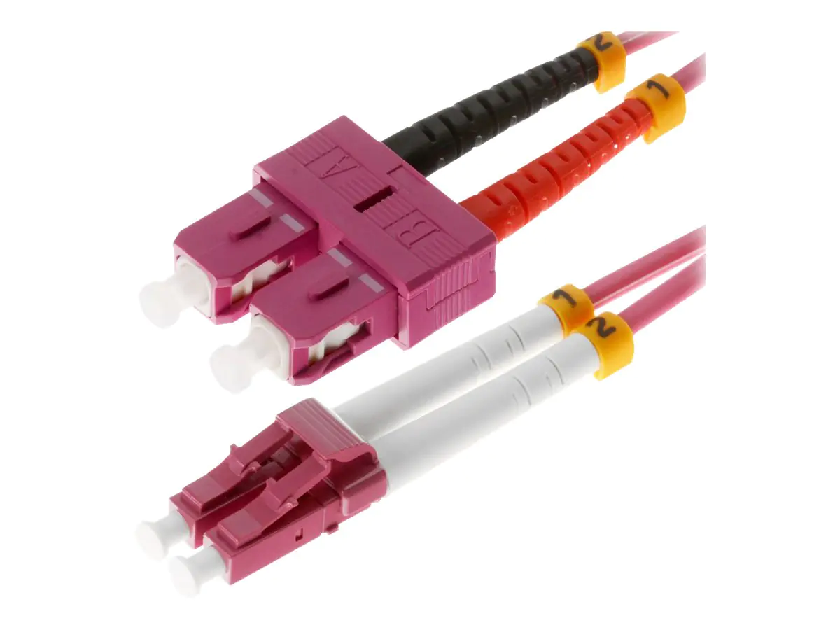 Helos - Patch-Kabel - LC Multi-Mode (M) bis SC multi-mode (M) - 10 m - Glasfaser - Duplex - 50/125 Mikrometer - OM4 - Erikaviolett Helos - Patch-Kabel - LC Multi-Mode (M) bis SC multi-mode (M) - 10 m - Glasfaser - Duplex - 50/125 Mikrometer - OM4 - Erikaviolett