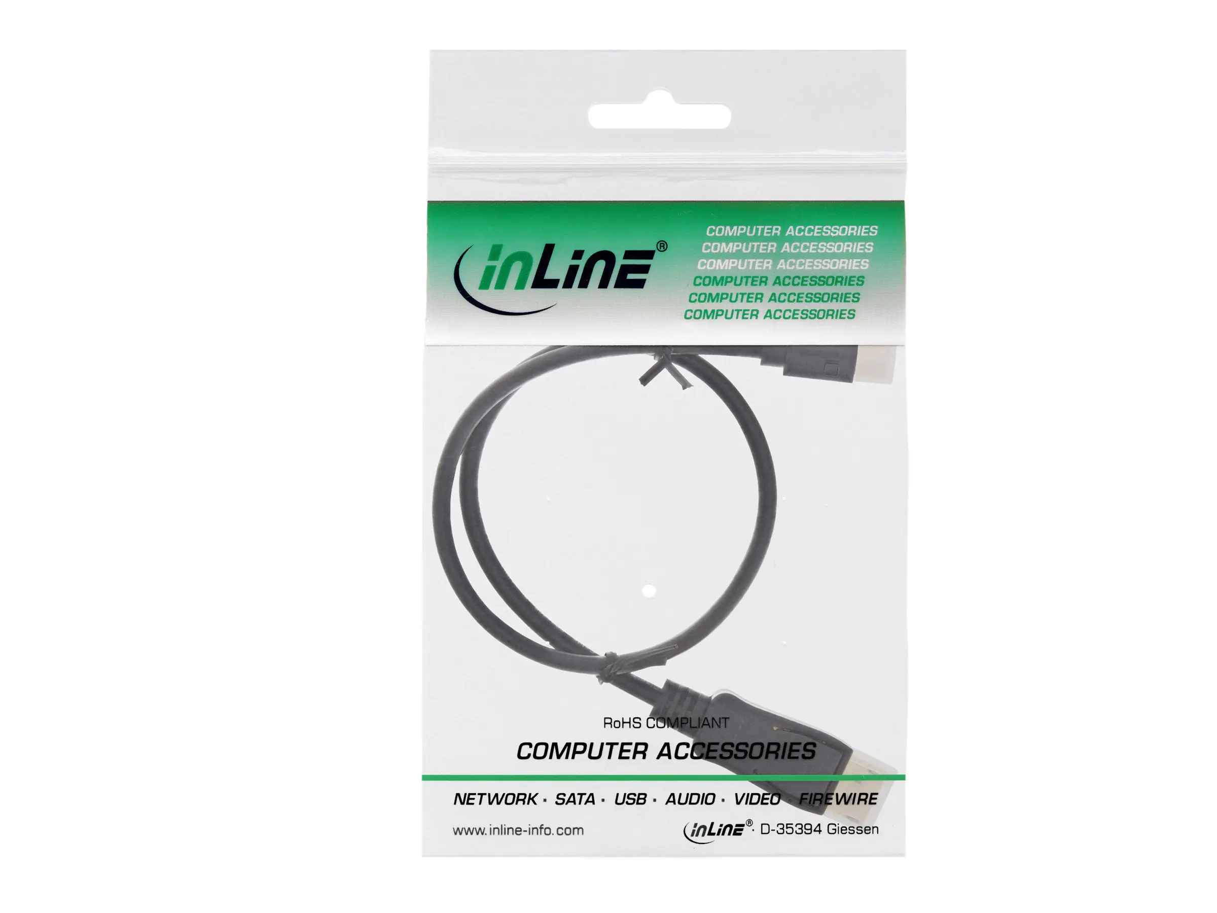 InLine Mini DisplayPort zu DisplayPort Kabel - schwarz - 0,3m 17137S