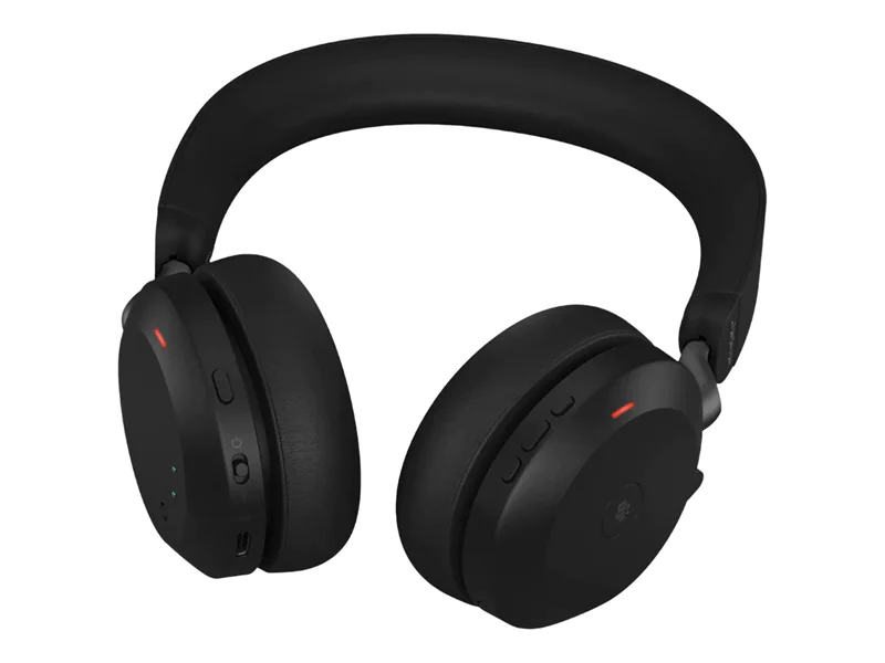 Jabra Evolve2 75 - Headset - On-Ear - Bluetooth - kabellos - aktive Rauschunterdrückung - USB-A - Geräuschisolierung - Schwarz - mit Ladestation - Zertifiziert für Microsoft Teams Jabra Evolve2 75 - Headset - On-Ear - Bluetooth - kabellos - aktive Rauschunterdrückung - USB-A - Geräuschisolierung - Schwarz - mit Ladestation - Zertifiziert für Microsoft Teams