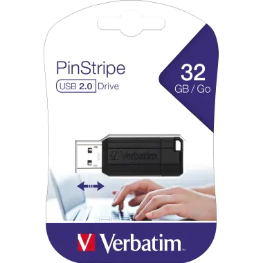 Verbatim PinStripe USB Drive - USB-Flash-Laufwerk - 32 GB - USB 2.0 - Schwarz