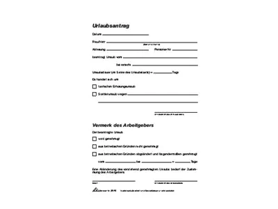 RNK Urlaubsantrag 2916 DIN A5 sd Block 2x40Blatt