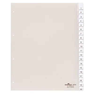 DURABLE Register 683319 245x297cm 20teilig Hartfolie tr DURABLE Register 683319 245x297cm 20teilig Hartfolie tr
