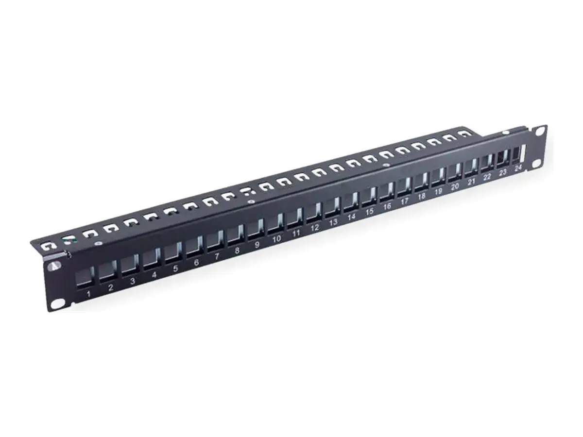 VALUE Leeres Keystone-Patchpanel - shielded, 1-piece-type - Rack montierbar - Schwarz - 1U - 48.3 cm (19") 26.99.0369