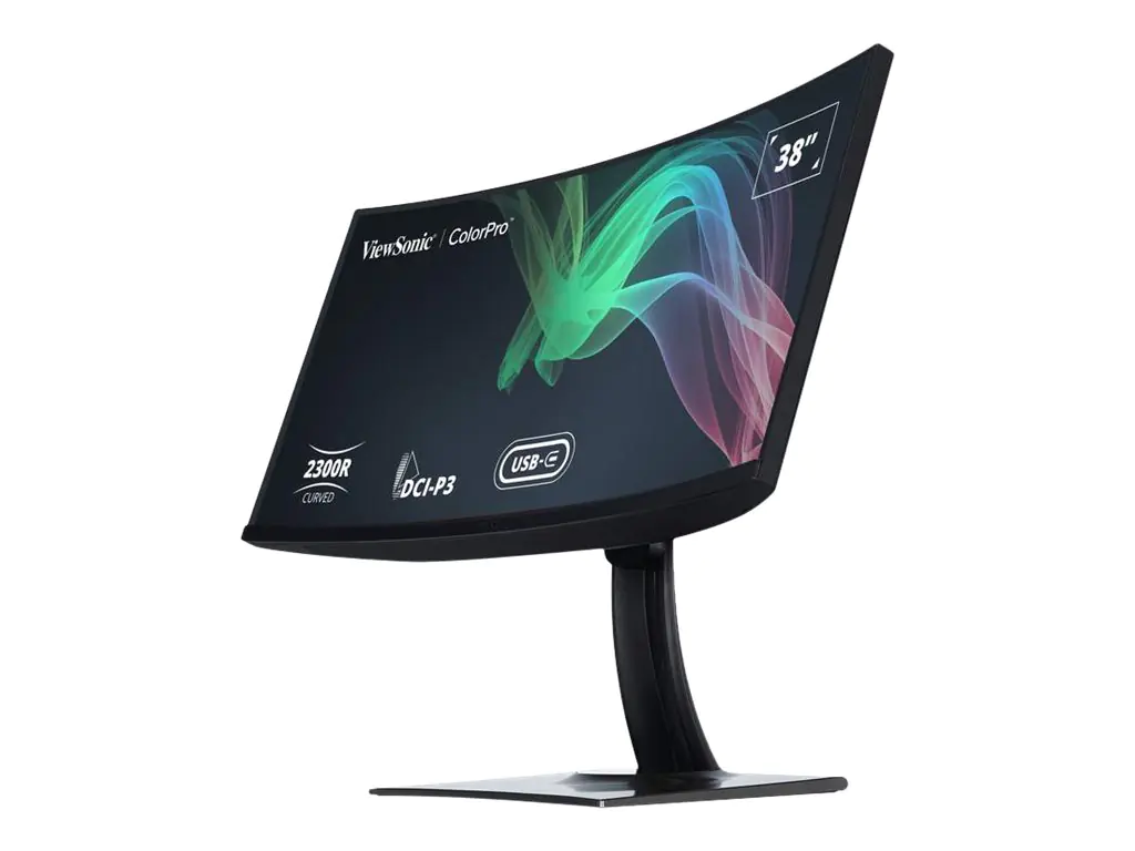 ViewSonic ColorPro VP3881a - LED-Monitor mit KVM-Switch - gebogen - 1 Anschlüsse - 96.5 cm (38") (37.5" sichtbar) - 3840 x 1600 WQHD+ @ 60 Hz - IPS - 300 cd/m² - 1000:1 - HDR10 - 5 ms - 2xHDMI, DisplayPort, USB-C - Lautsprecher