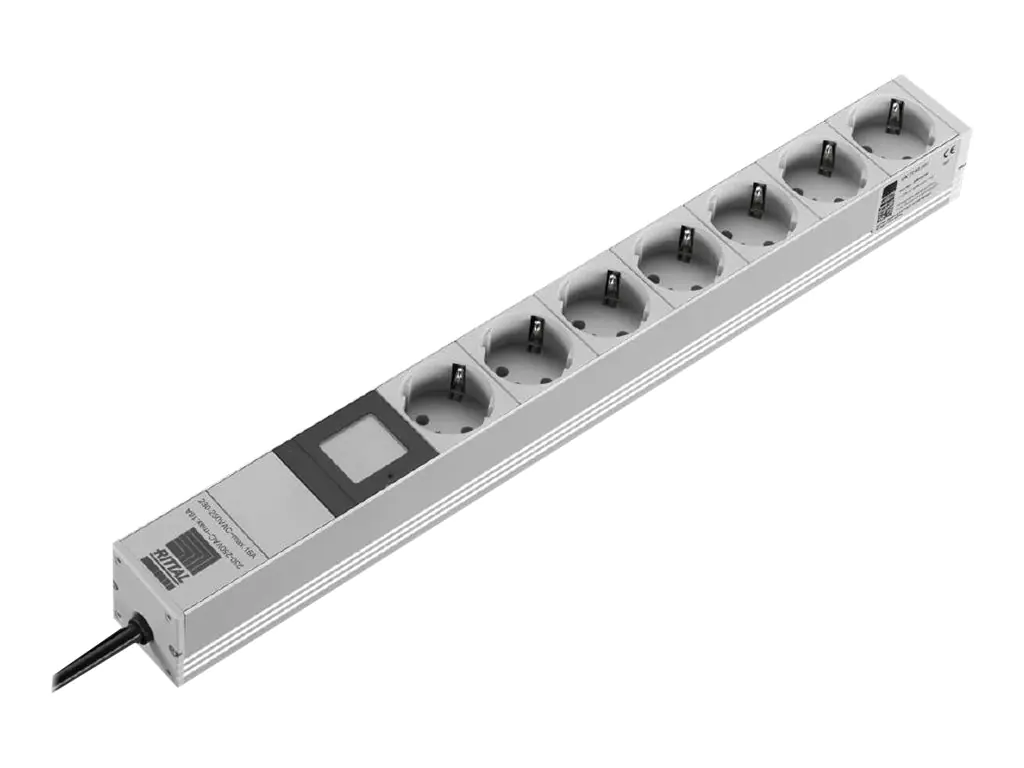 Rittal Socket Strip - Steckdosenleiste - Wechselstrom 230 V - Eingabe, Eingang Stromversorgung - Ausgangsanschlüsse: 7 (power CEE 7/3) 7240301