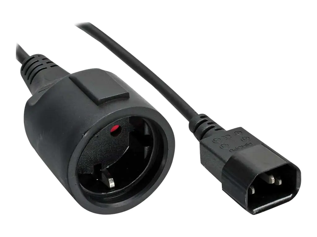 InLine - Stromkabel - IEC 60320 C14 zu power CEE 7/3 - 10 A - 3 m - Schwarz
