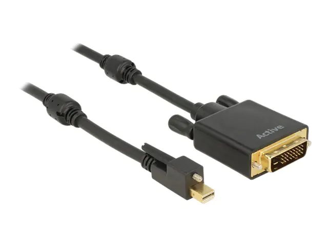 Delock Cable mini Displayport 1.2 male with screw > DVI male 4K Active - Videokonverter - Parade PS171 - DisplayPort - DVI - Schwarz
