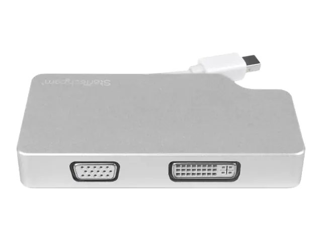 StarTech Aluminium Reise A/V Adapter 3-in-1 Mini DisplayPort auf VGA, DVI oder HDMI - Mini DP Adapter - 4K - Videokonverter - DisplayPort - DVI, HDMI, VGA