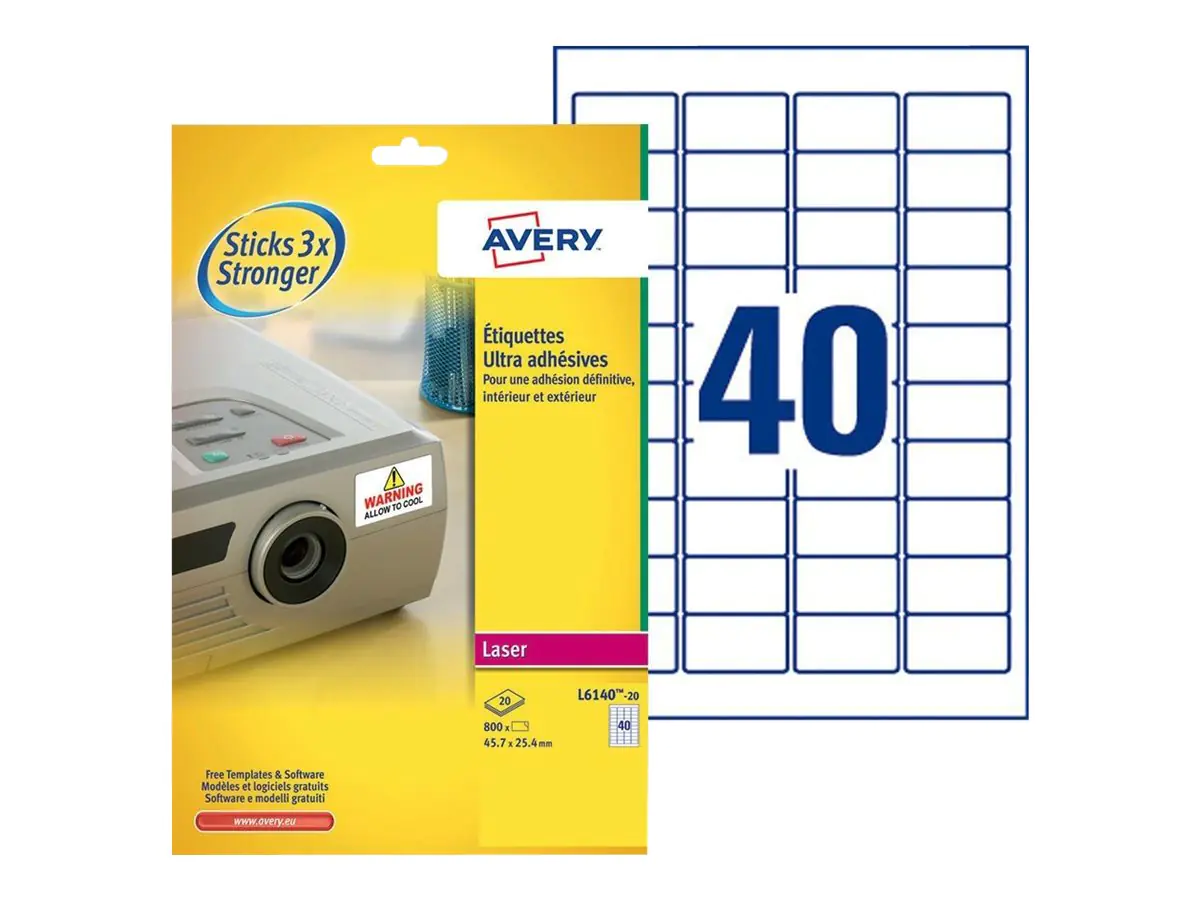 ZWF Kraftkleber Etiketten L6140-20 3-fach 45,7x25,4mm Pa=20Bl