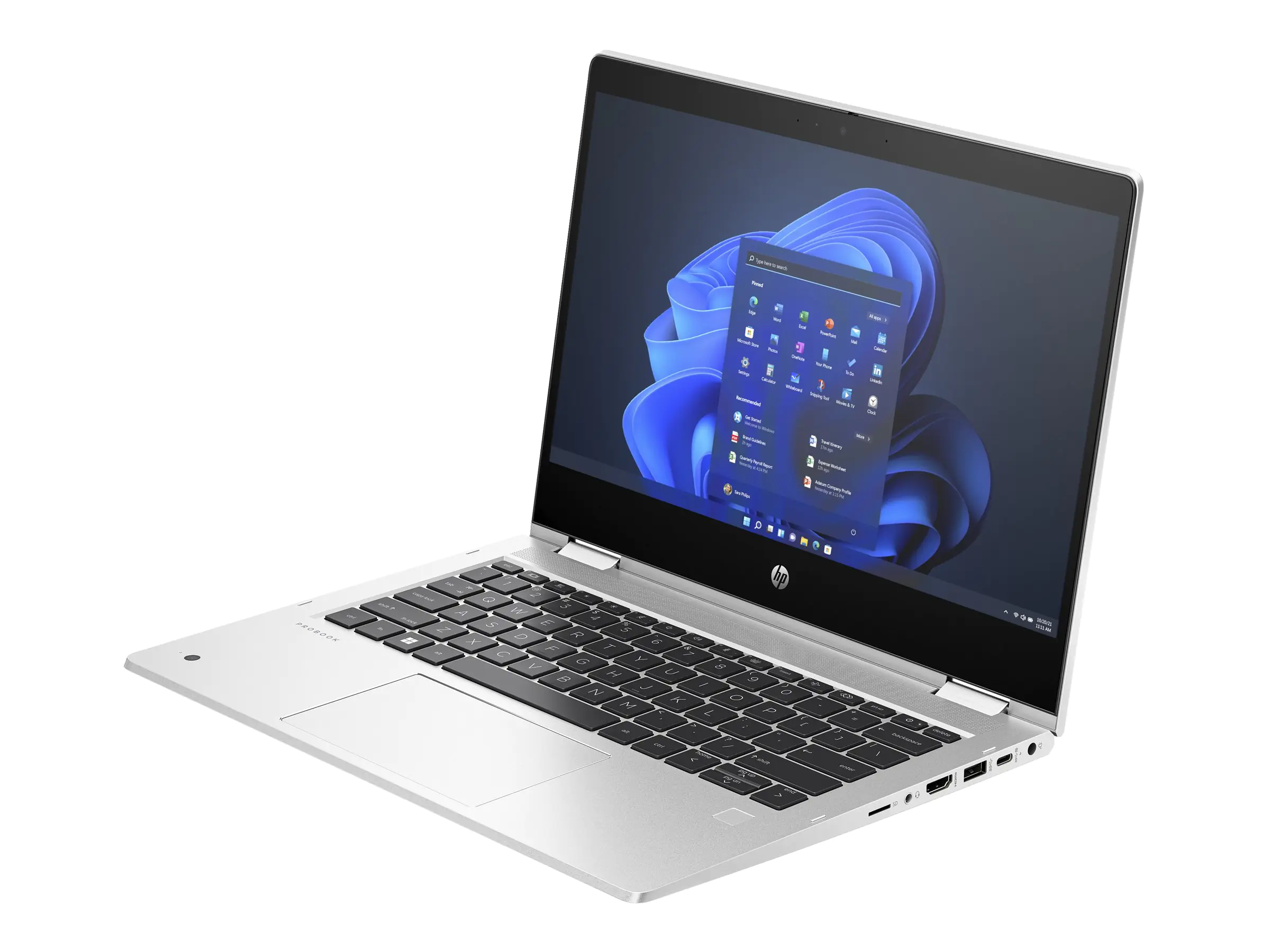 HP Pro x360 435 G10 Notebook - Flip-Design - AMD Ryzen 5 7530U / 2 GHz - Win 11 Pro - Radeon Graphics - 16 GB RAM - 512 GB SSD NVMe, TLC - 33.8 cm (13.3") IPS Touchscreen 1920 x 1080 (Full HD) - Wi-Fi 6E, Bluetooth - Pike Silver Aluminium - kbd: Deut