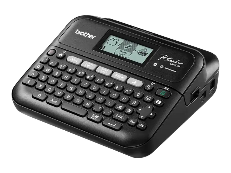 Brother P-Touch PT-D460BTVP - Beschriftungsgerät - s/w - Thermotransfer - 18 mm Breite - 180 dpi - bis zu 30 mm/Sek. - USB, Bluetooth 5.0 - Cutter - 5-zeiliger Druck, Spiegelschrift, Vertikaler Druck, Mehrfachausdruck - Schwarz Brother P-Touch PT-D460BTVP - Beschriftungsgerät - s/w - Thermotransfer - 18 mm Breite - 180 dpi - bis zu 30 mm/Sek. - USB, Bluetooth 5.0 - Cutter - 5-zeiliger Druck, Spiegelschrift, Vertikaler Druck, Mehrfachausdruck - Schwarz