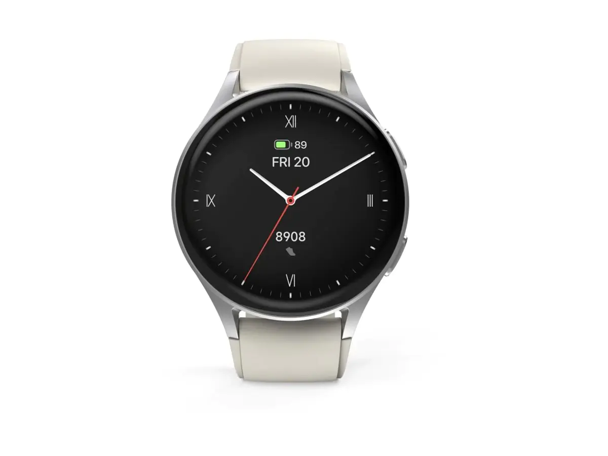 Hama 8900 - Silver aluminum alloy - intelligente Uhr mit Band - Silikon - beige - Anzeige 3.35 cm (1.32") 00178612