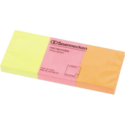 Soennecken Haftnotiz 5837 50x40mm neonfarben 3x100Blatt 3 St./Pack. Soennecken Haftnotiz 5837 50x40mm neonfarben 3x100Blatt 3 St./Pack.
